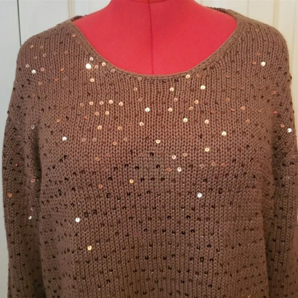 Maggie Sweet Brown Knitted Sequin Sweater
